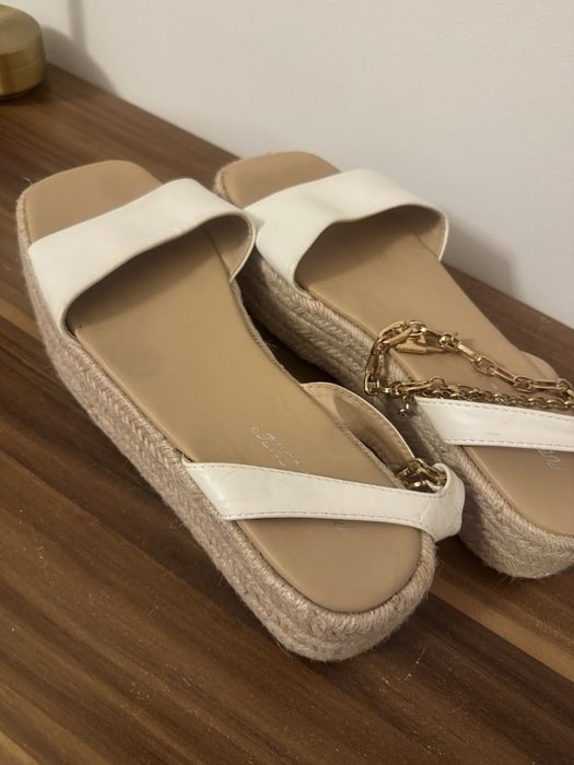 białe sandały espadryle na platformie public desire 41 26,5cm