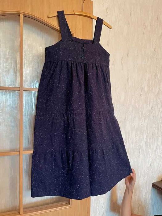 Granatowa letnia sukienka midi oversize ciążowa wełna