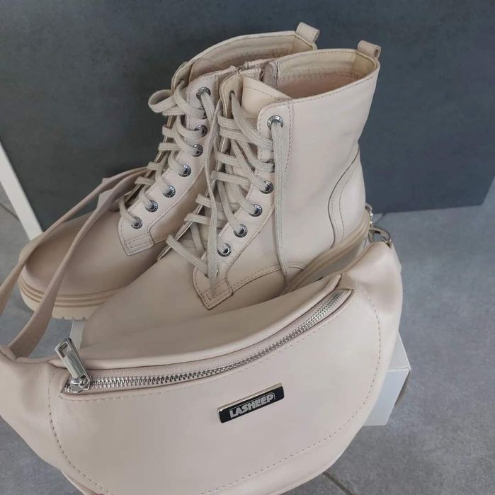 Eleganckie botki trapery wiosenne naturalna skóra