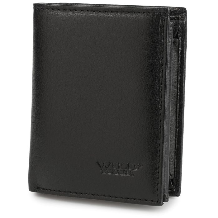 portfel męski skórzany wild tiger - czarny