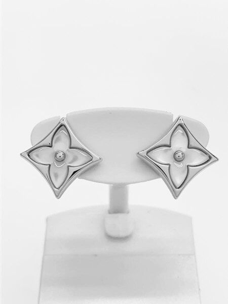 Brincos Novos Madrepérola Aço e Ouro Branco 24K Louis Vuitton