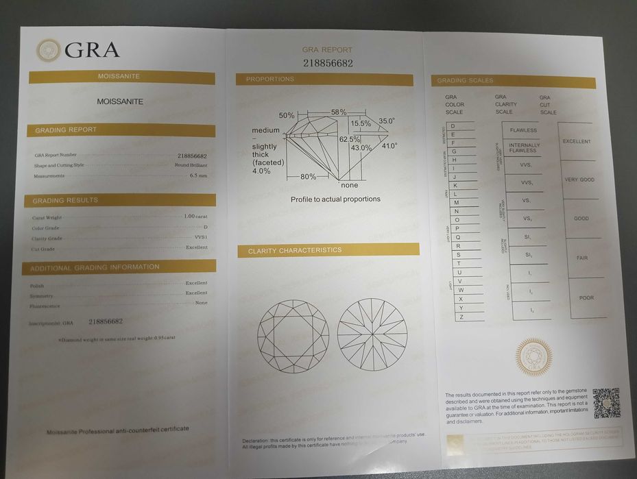 Złoty pierścionek z moissanitem 1,00 ct 3,10 g
