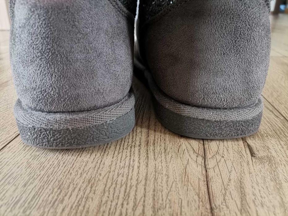 Śniegowce szare z cekinami ala emu roz. 37 buty zimowe ciepłe