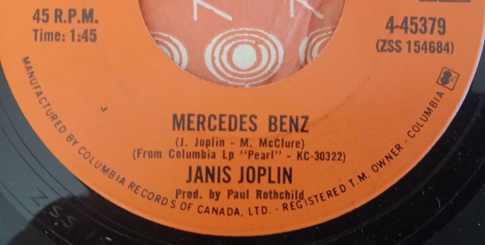 Janis Joplin -  Cry Baby / Mercedes Benz (Vinil 7")