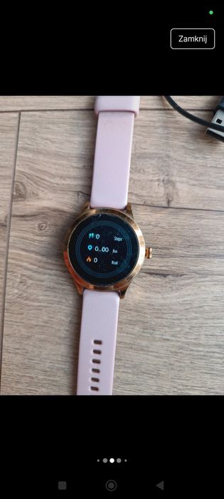 Smartwatch damski zegarek maxcom na silikonowym różowym pasku