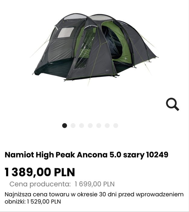 Namiot 4 -5 osobowy decathlon High Peak Ancona - okazja!
