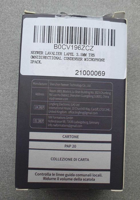 Microfones de lapela Neewer modelo CM5