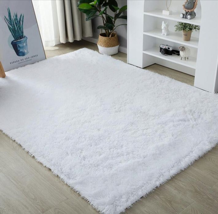 Duży dywan Shaggy puszysty do salonu sypialni bialy 3m x 4m