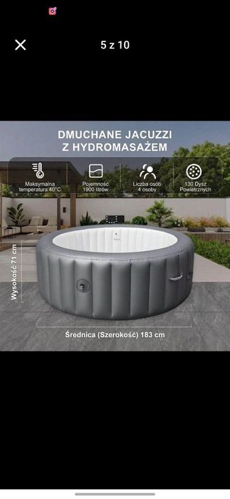 Jacuzzi V-Spa Anthracite 180cm 4-osobowe - LUKSUSOWE ogrodowe spa z hydromasażem