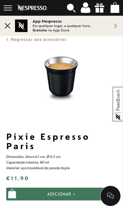 2 Chavenas De café Nespresso Pixe Pretas