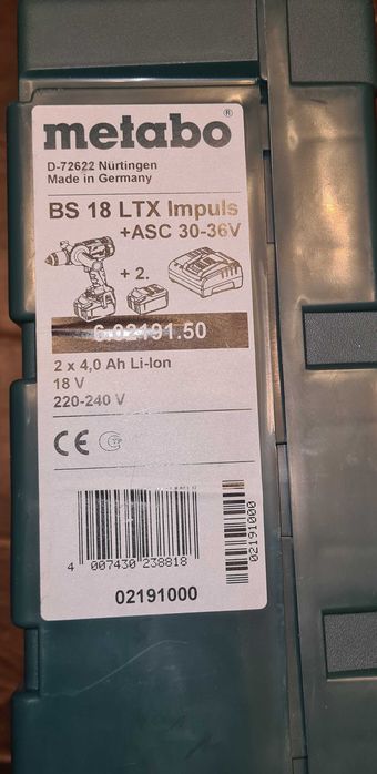 Wiertarko Wkretarka Metabo BS 18 LTX 18V 2x4Ah