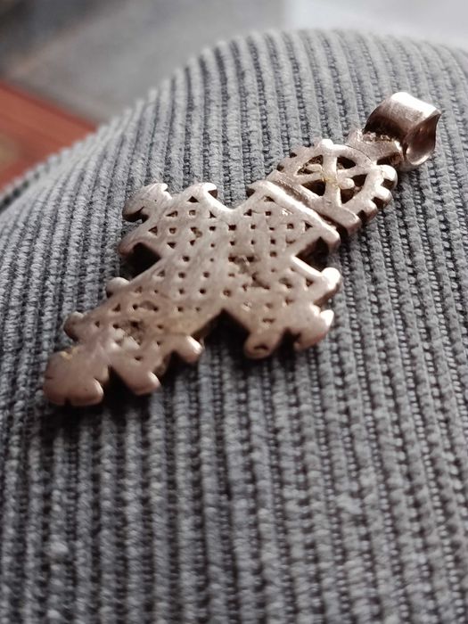 Cruz Prata Testada Copta Etiópia Séc XVIII 5,5 cm Original