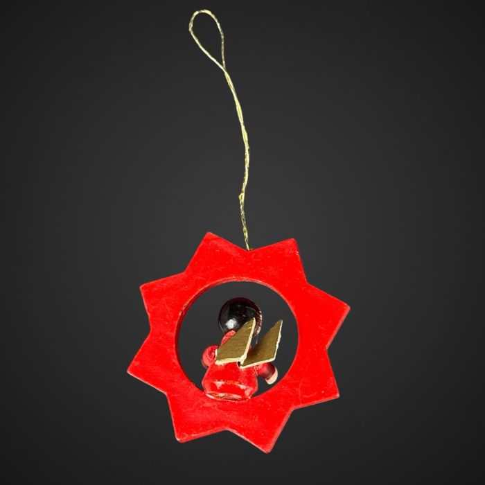 Mały drewniany aniołek bombka ozdoba choinkowa PRL B41/10159