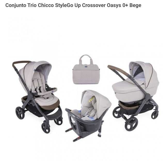 Conjunto Trio Chicco StyleGo Up Crossover Oasys 0+ Bege (Bom estado)