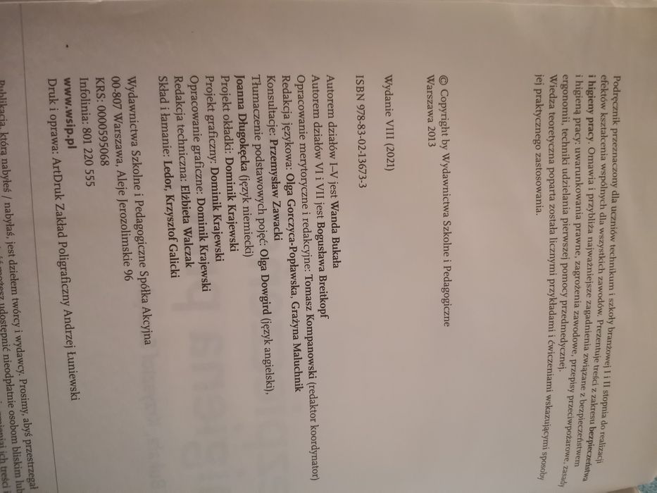 Bezpieczeństwo i higiena pracy, Bukała, Szczęch
