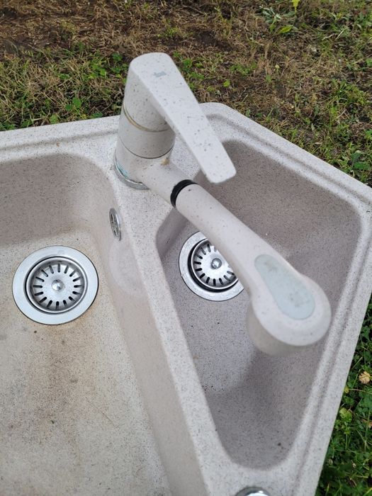 Zlew zlewozmywak narożny narożnikowy dwukomorowy