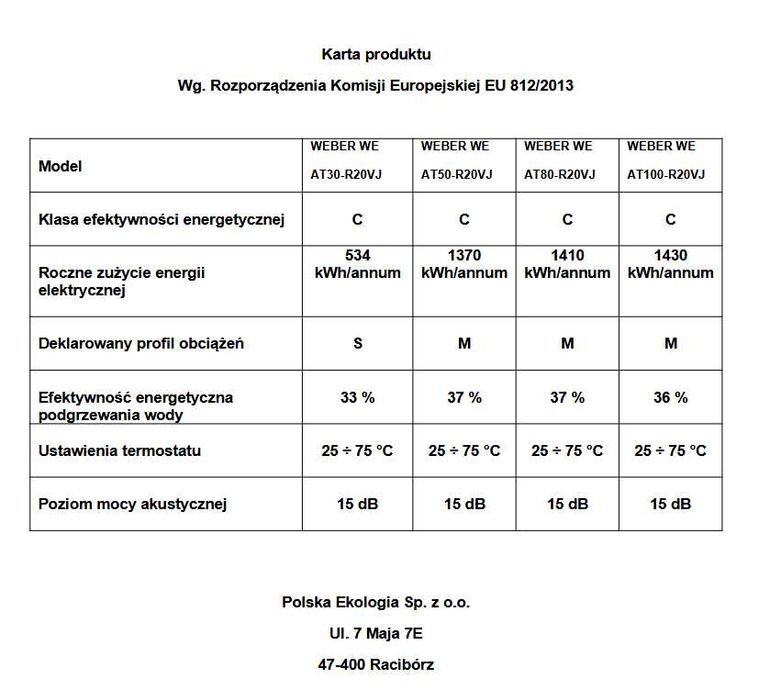 Bojler elektryczny podgrzewacz wody emaliowany Weber WE 30 L 2 kW