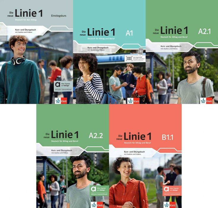 Die neue Linie 1 A1, A2.1, A2.2, B1.1, Einstiegskurs( Напіврівні)