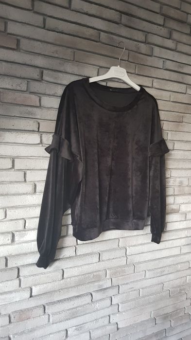 Bluzka, welur, czarna, bluza, kobieca