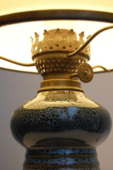 Lampa stołowa ceramiczna, ceramika, Polmo Wałbrzych, PRL, vintage