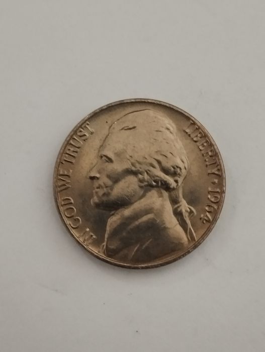 Moeda de 5 Cents 1964 dos Estados Unidos da América não circulada