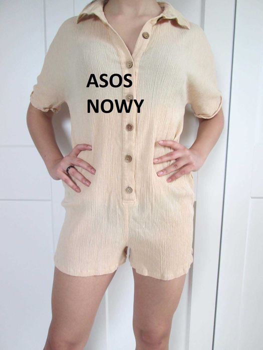 Asos kombinezon spodenki bawełna len 36 S 8 NOWY