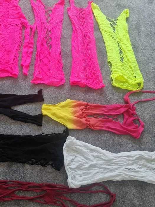 Body sukienki fishnet neon bielizna zestaw