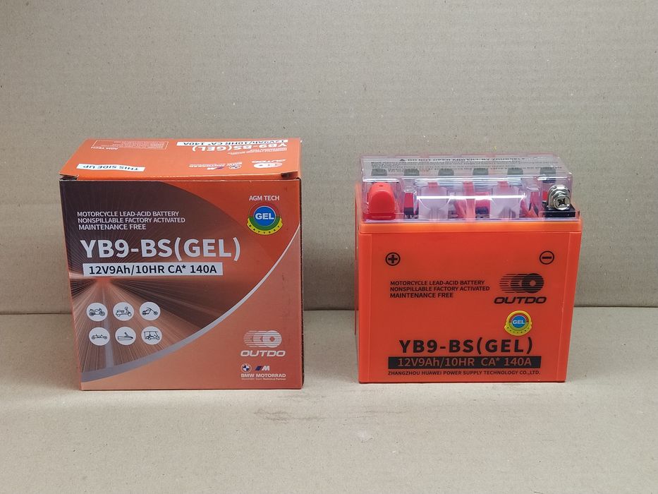 Аккумулятор мото АКБ GEL 12V 9A 137-76-134mm YB9-BS "OUTDO"