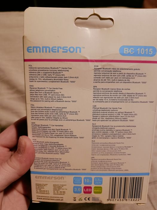 Odbiornik Bluetooth do samochodu Emmerson