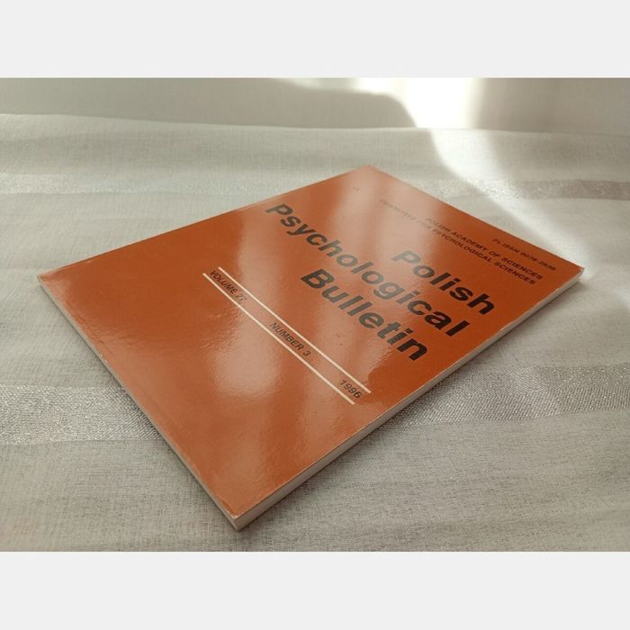Polish Psychological Bulletin. Volume 27 #3/1996