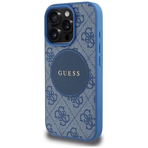 Etui Guess 4G Circle Classic Logo MagSafe na iPhone 16 Pro - niebieski