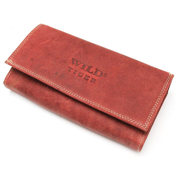 portfel damski skóra nubuk wild tiger - ciemnoczerwony