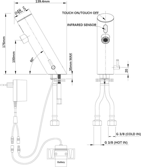 NOVA! Misturador torneira de lavatório com infravermelhos eletrónico