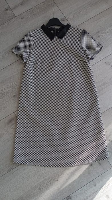 Sukienka ZARA, kołnierzyk, pepitka S 36