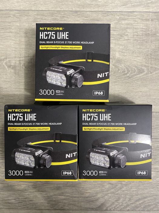 Налобний ліхтар Nitecore HC75 UHE (USB-C) з акумулятором та кейсом