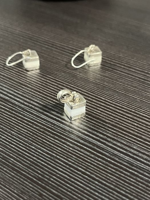 Набор серьги кулон агат серебро