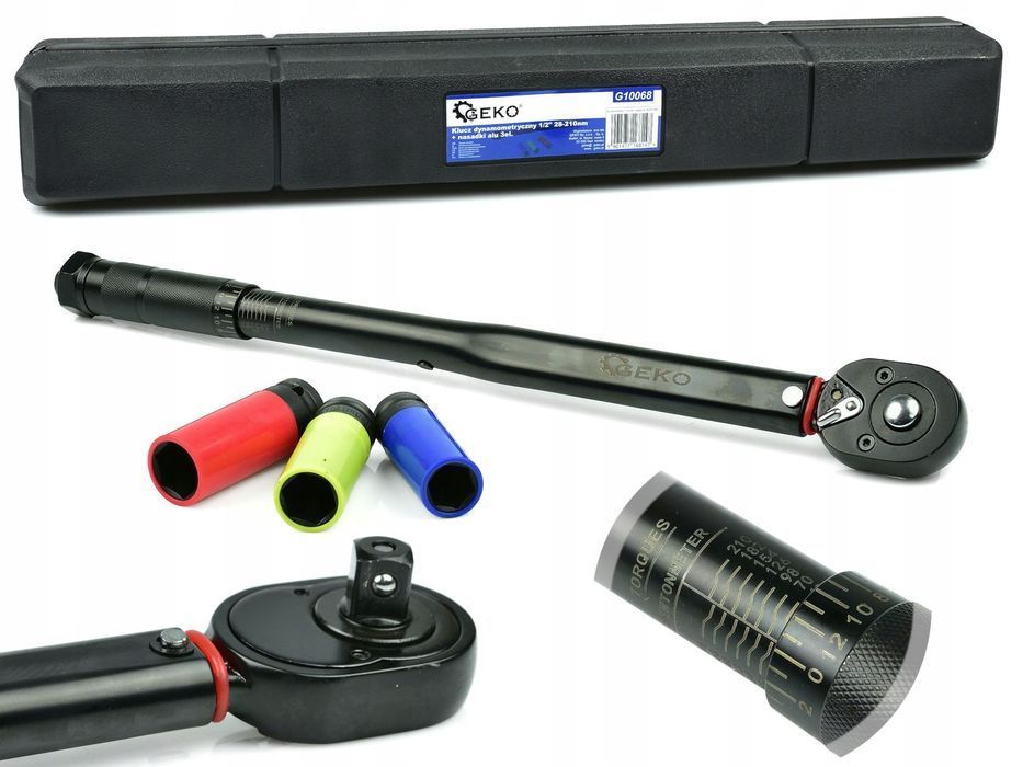 Klucz Dynamometryczny 1/2" 28-210Nm + Nasadki Alu 3El. Black Hd