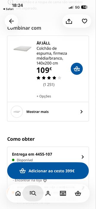 Colchao 1,40 x 2,00 ikea
