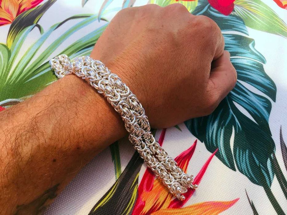 24cm 130g bransoletka bizantyjska królewska 17mm srebro 925 hit