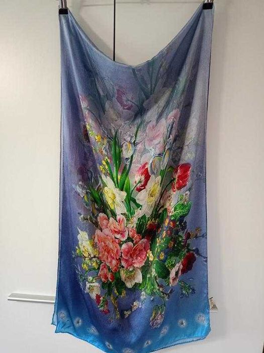 Розкішний палантин 100% шовк-сирець амбре 175х52 см