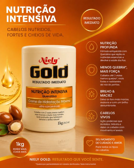 Niely Gold Máscara de Hidratação Profissional 1kg