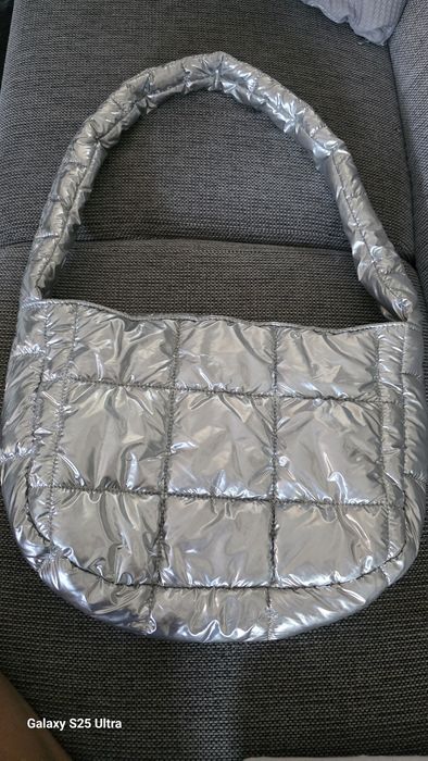 Srebrna pikowana torba puffer ASOS / stan idealny jak nowa / cloud bag