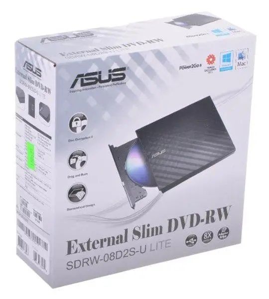 Зовнішній DVD-привод Asus Slim USB 2.0, дисковод