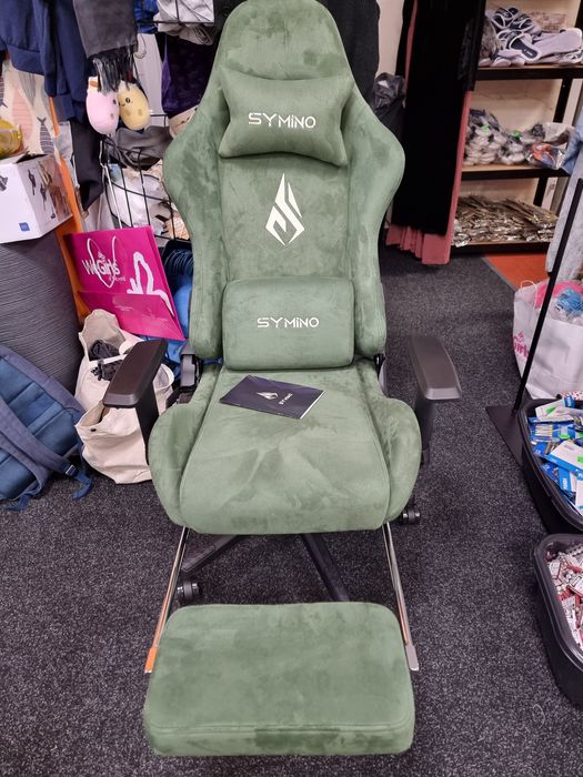 Krzesło gamingowe ergonomiczne odchylające z podnóżkiem