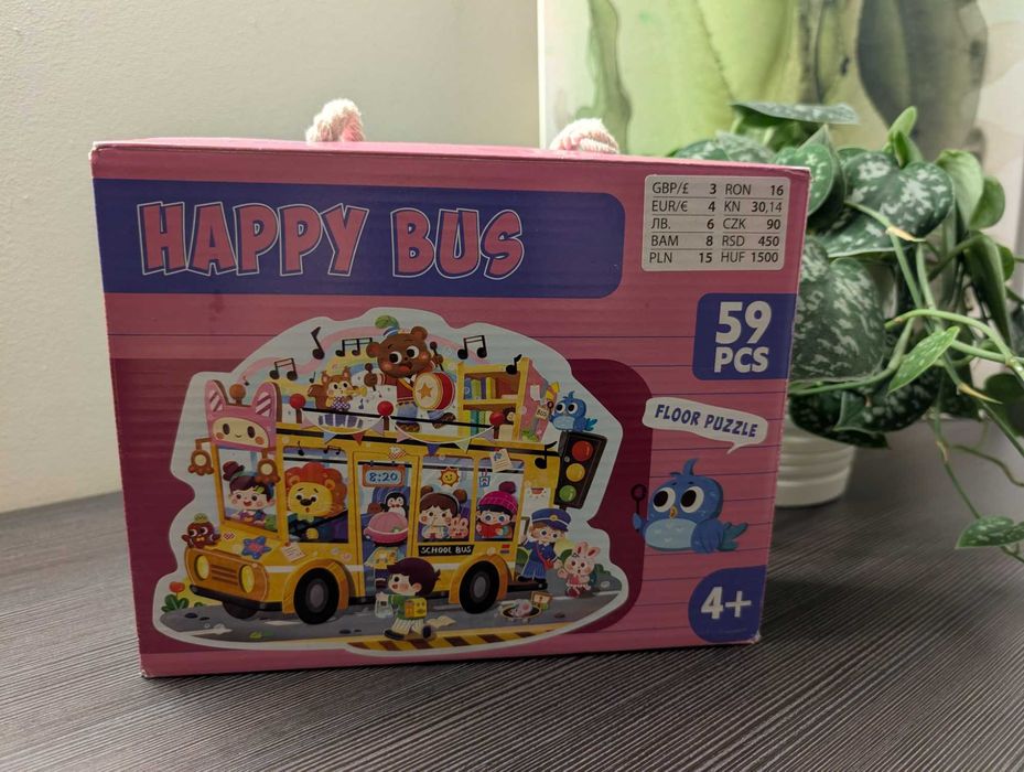 Puzzle Happy Bus, Wesoły autobus, 59 el. 4+
