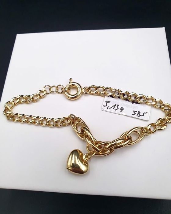 Ładna Złota Bransoletka Serduszko