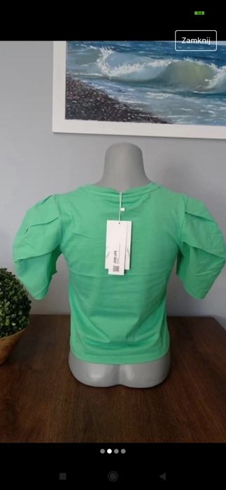 Bluzka zielona z bufkami Zara