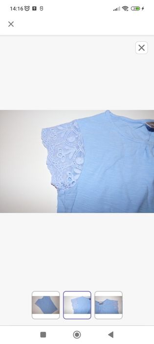 T-SHIRT koronka niebieski 8-9 lat/128-134cm