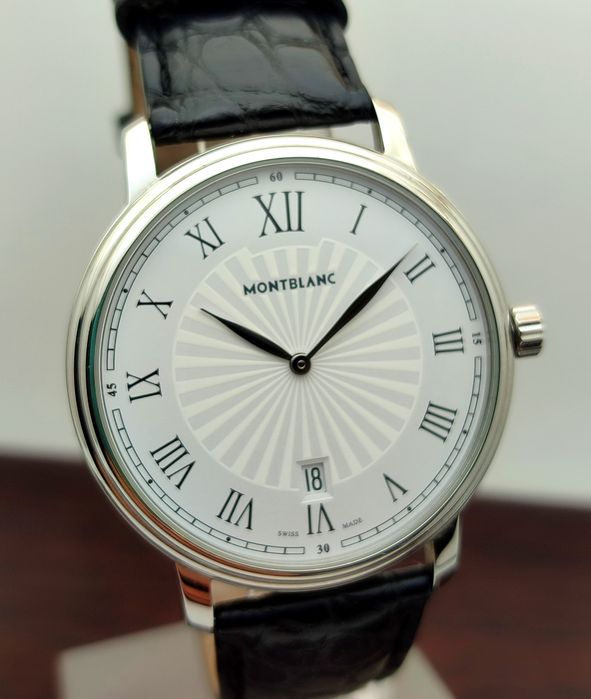 Męski Montblanc Tradition.  Idealny do garnituru  średnica 40 mm 6.5mm grubość.  Piękny stan full set