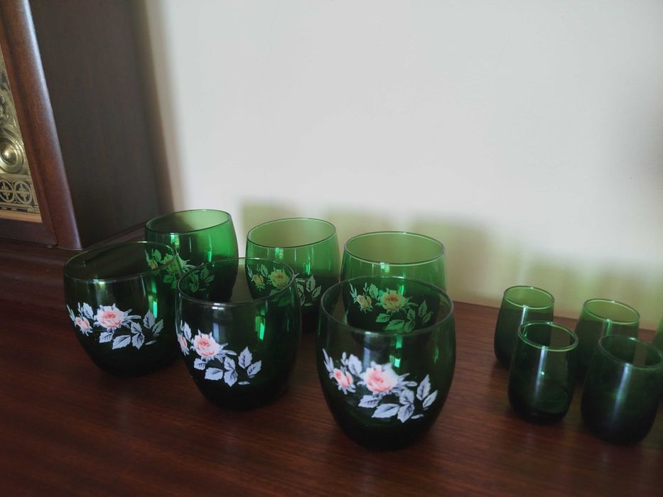 Conjunto de copos vidro pintados